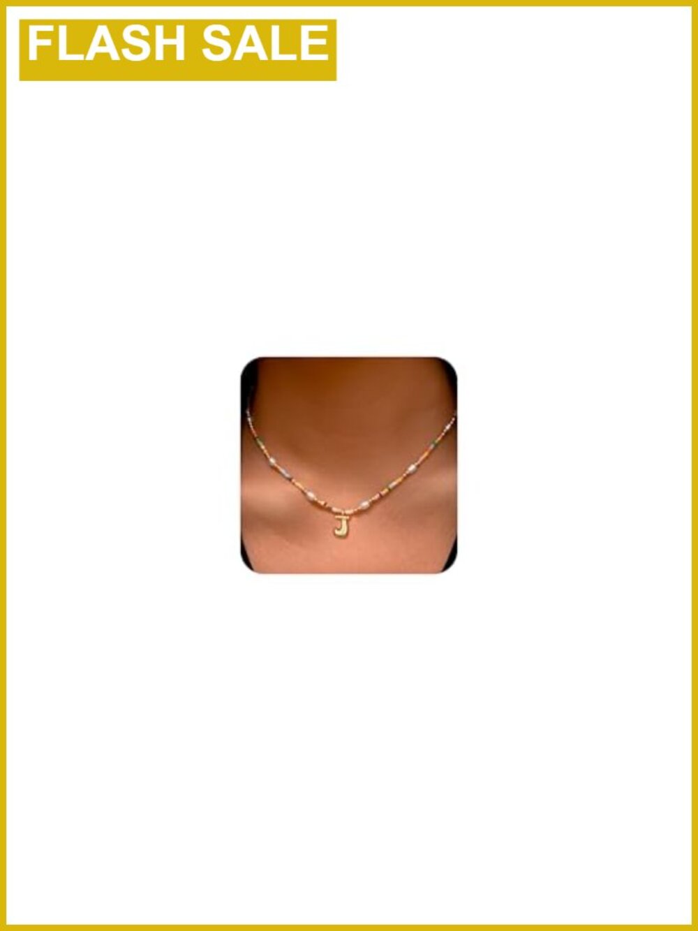 Gold Plated Brass Beaded Initial Necklace with Pearls